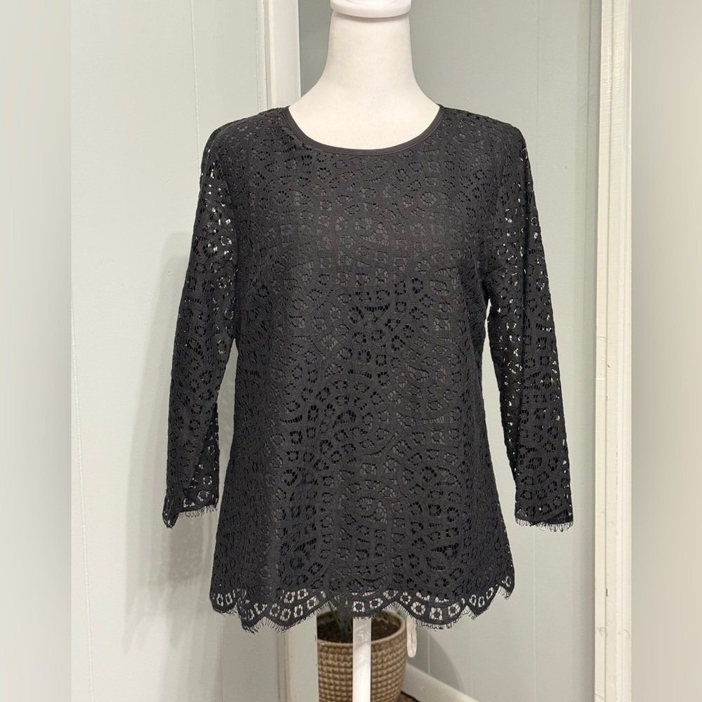 #12)  J. crew Black Lace Blouse